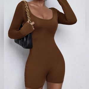 Brown jump-suit